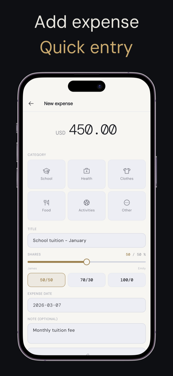 Adding an expense with a receipt