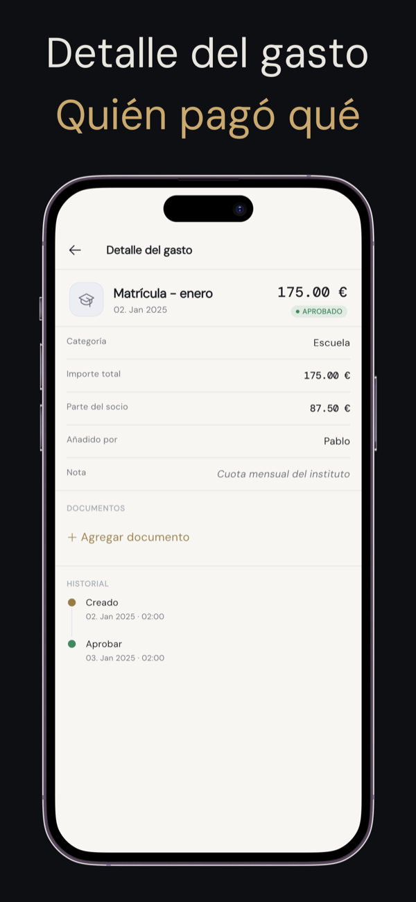 Detalle de un gasto con comprobante adjunto